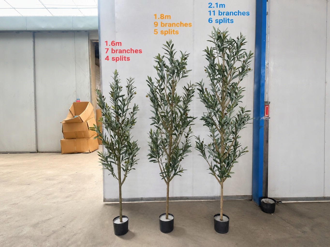 Assembled artificial olive tree, finished result on site
