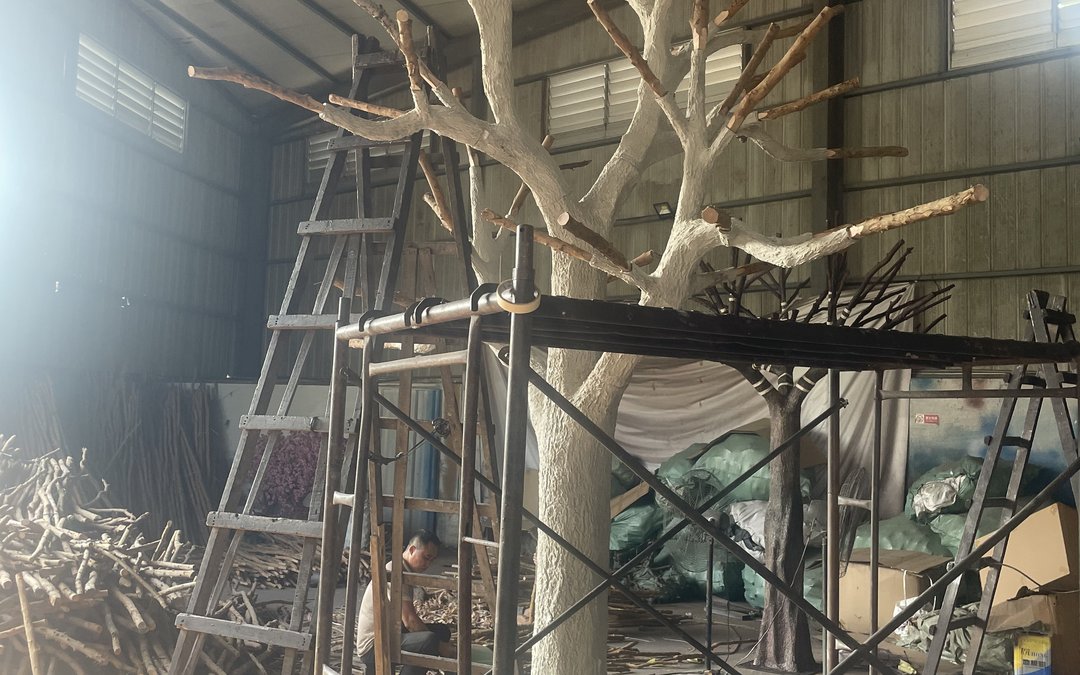 bare trunk and branch frame on a work platform