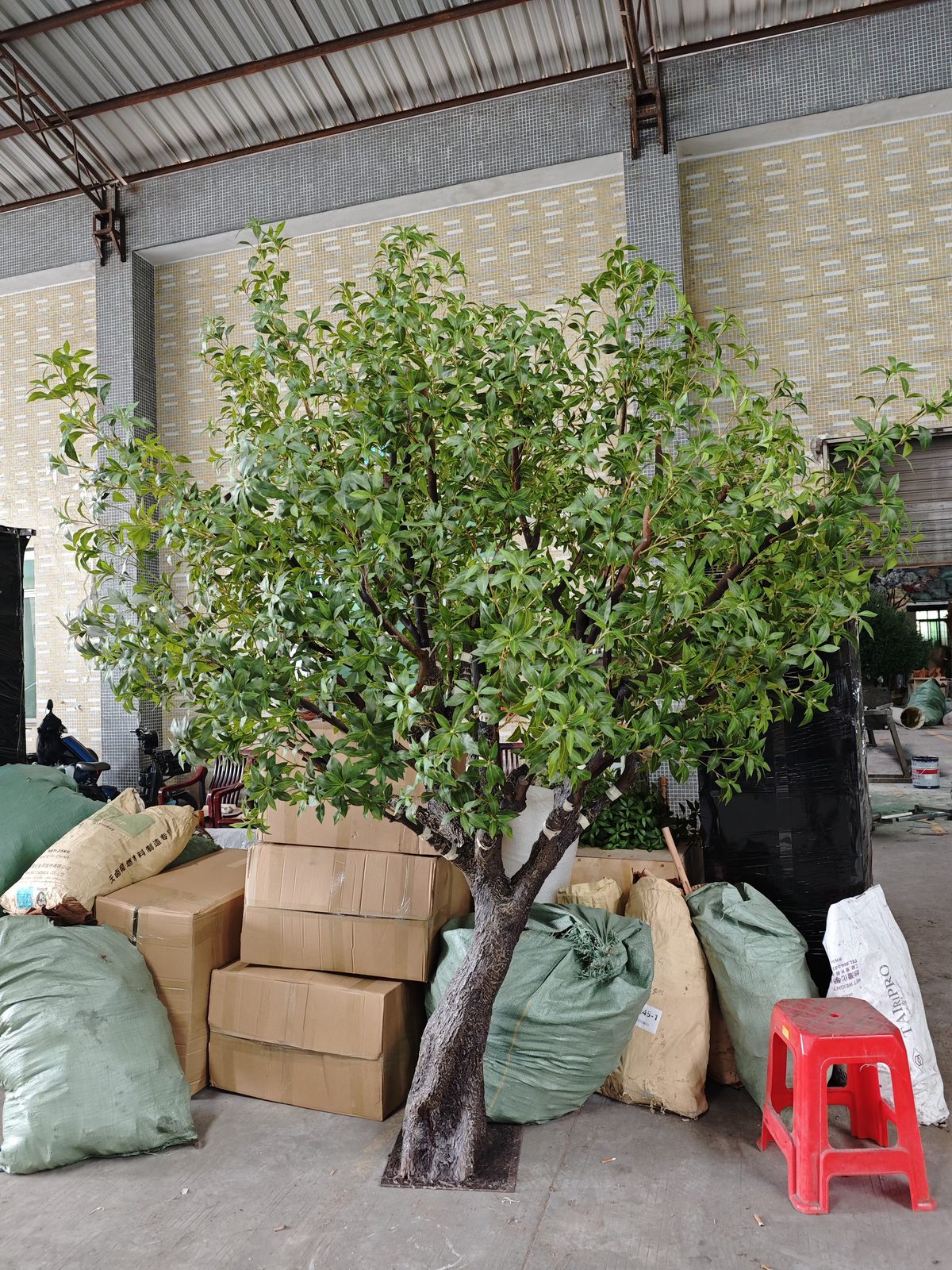 Feature tree packed with cartons before dispatch