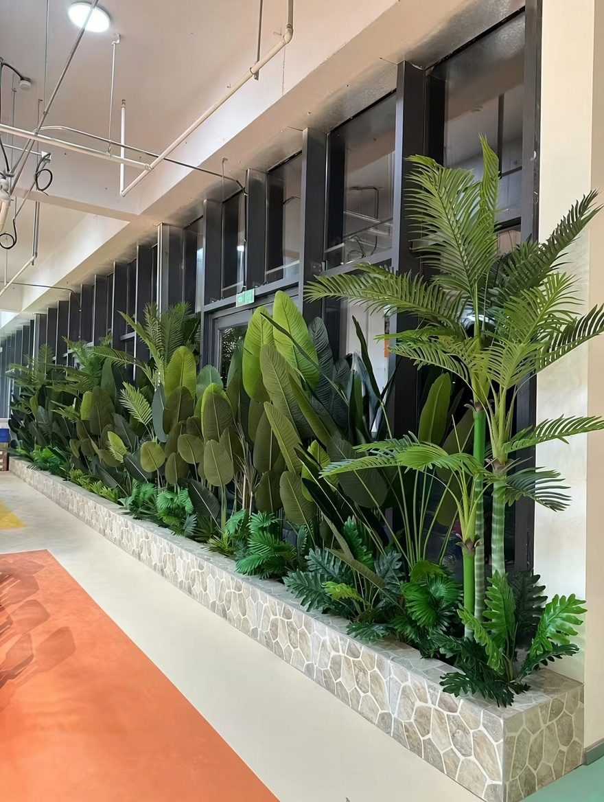 Planter row along an office walkway