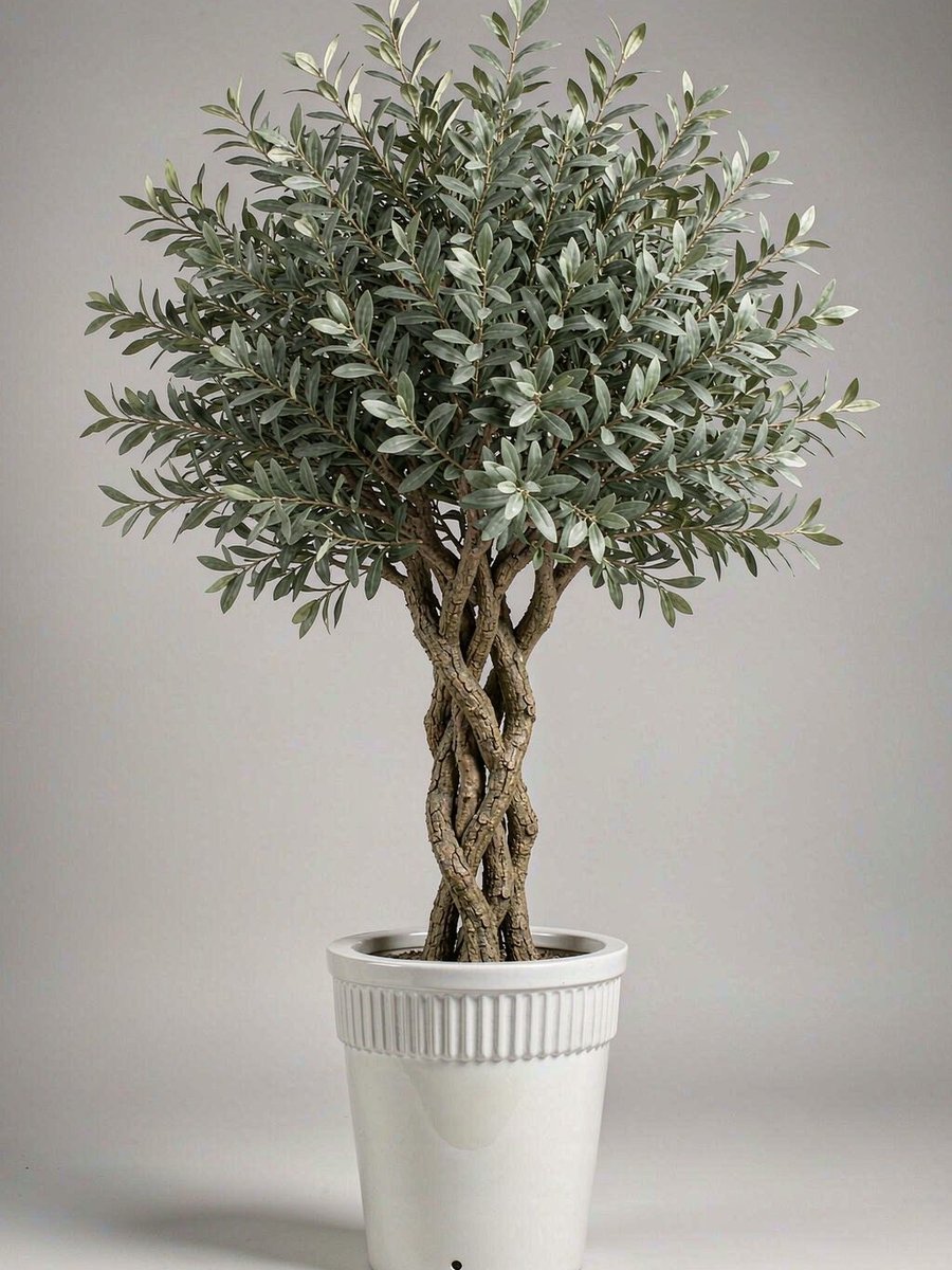 Artificial pachira money tree in a white planter for office interiors