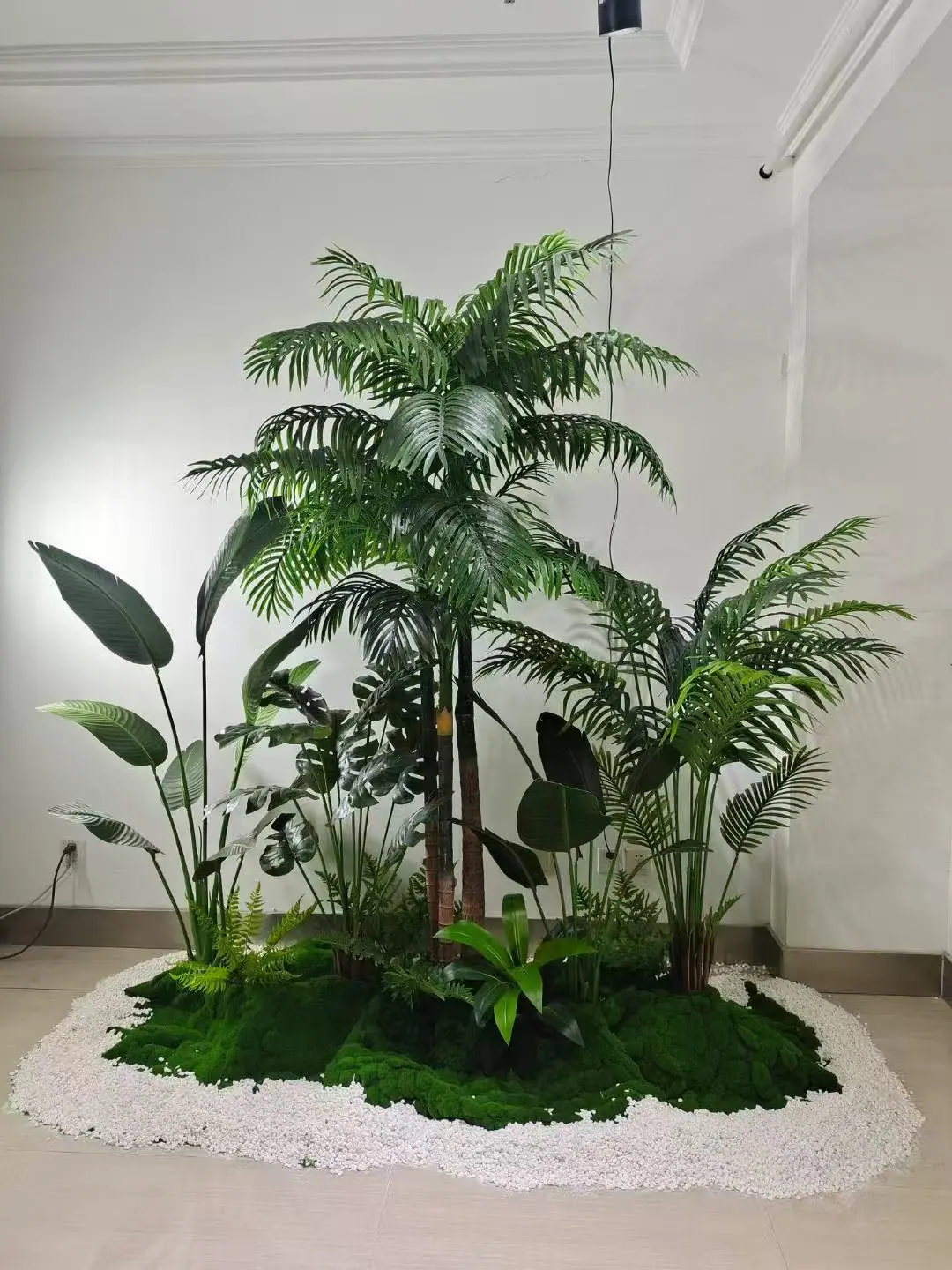 Palm and Areca palm display island in the showroom